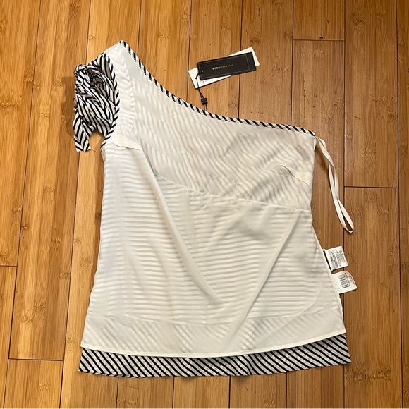 NWT BCBG Silk One Shoulder Striped Top Size XS - Picture 10 of 16